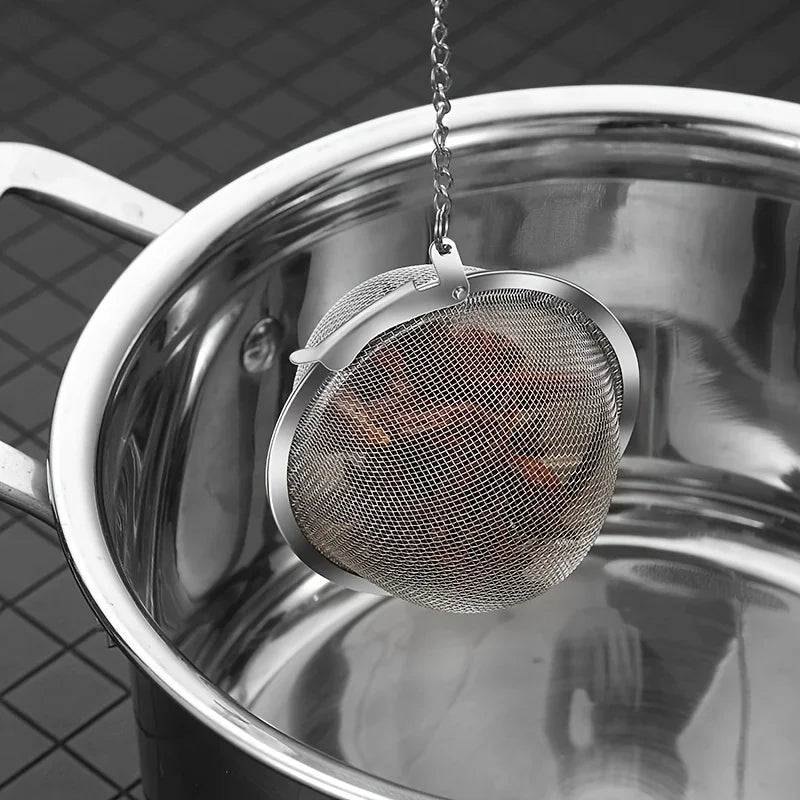 304 Stainless Steel Filter Ball – Versatile Infuser for Tea, Soup & Herbs with Chain Hook