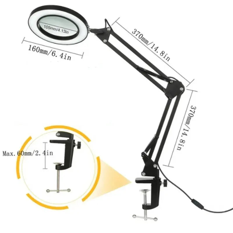 72LED Illuminated Magnifying Glass – 8X/10X USB Magnifier with 3-Color Light for Repair, Beauty & Reading