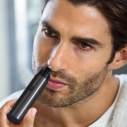 Rechargeable 2-in-1 Nose & Facial Hair Trimmer – Portable Men's Grooming Kit for Precision and Comfort