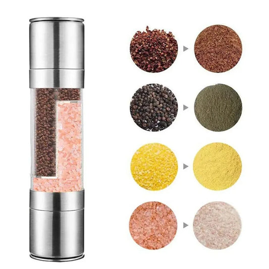 2-in-1 Adjustable Stainless Steel Salt & Pepper Grinder – Ceramic Mill Kitchen Tool