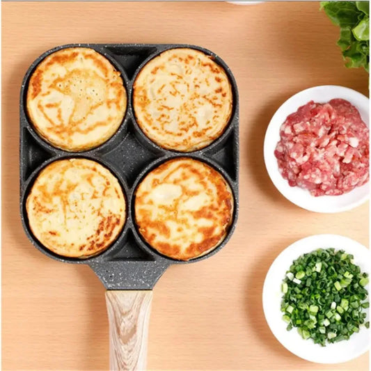 4-Cavity Non-Stick Omelette Maker Pan - For Eggs, Burgers & Pancakes