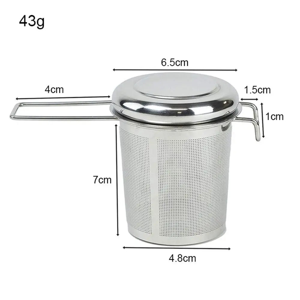 Collapsible 304 Stainless Steel Tea Strainer – Double Handle Brewer with Lid