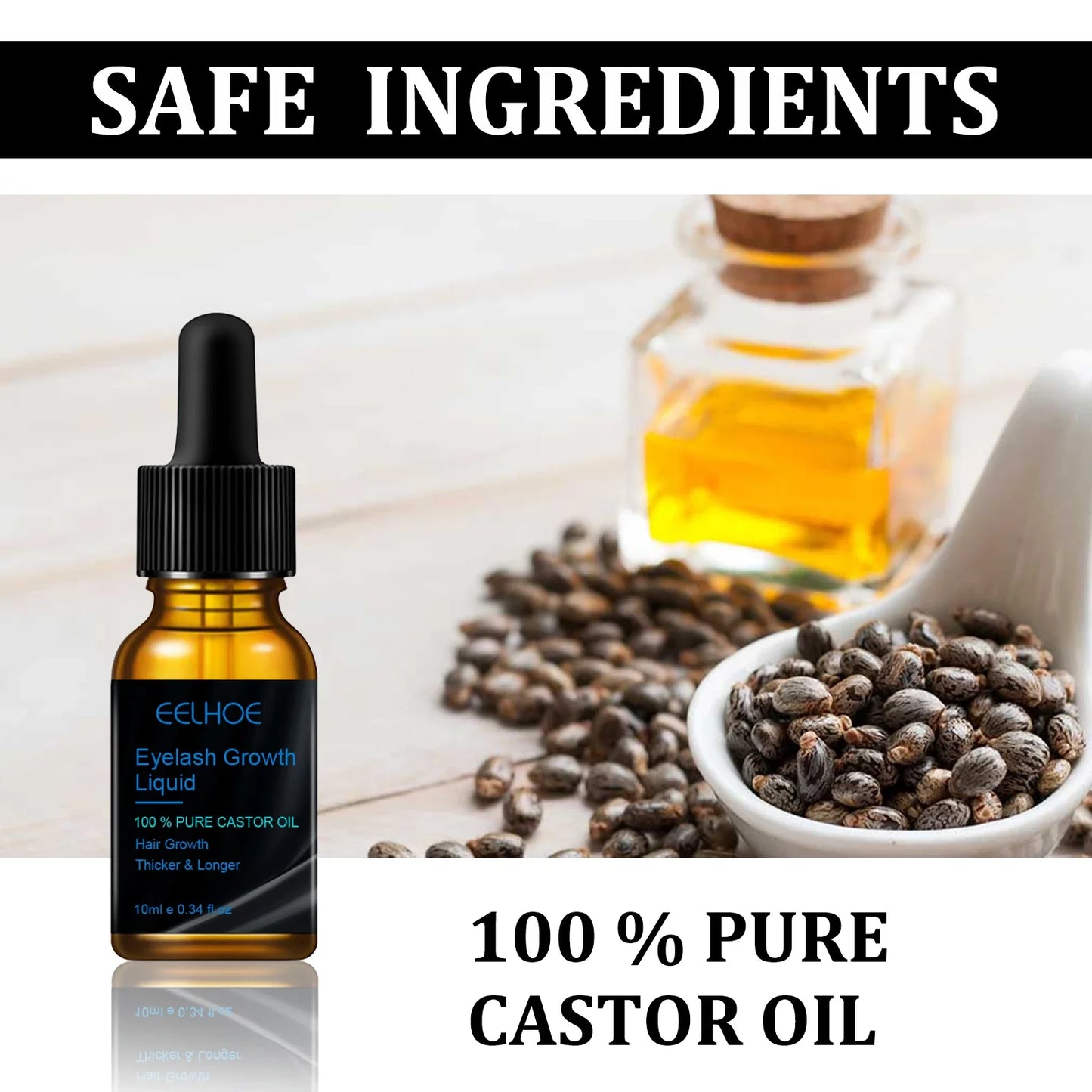 Lash & Brow Enhancer Serum: Natural Castor Oil Formula for Thicker, Longer Eyelashes & Eyebrows
