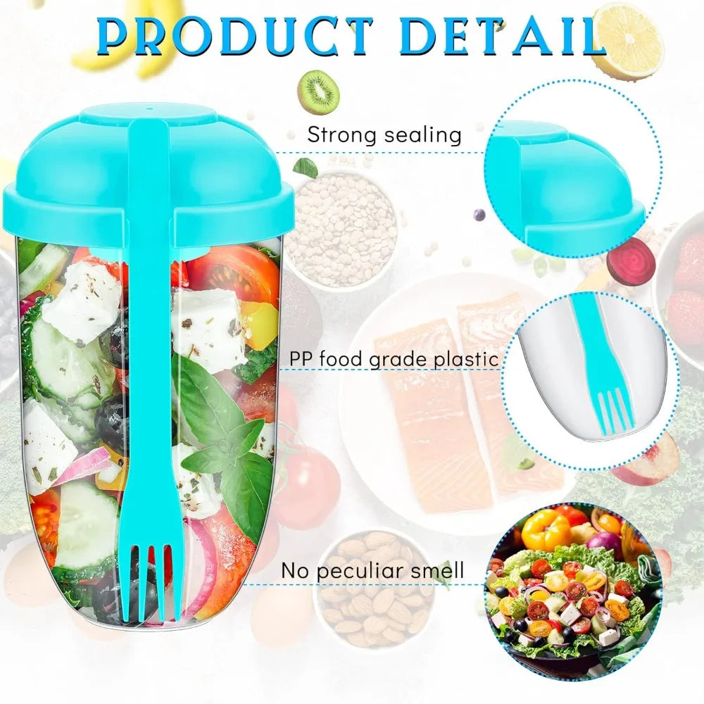 The Ultimate Toss & Go: 3-in-1 Salad Shaker Cup with Lid & Fork – Your On-the-Go Meal Prep Solution