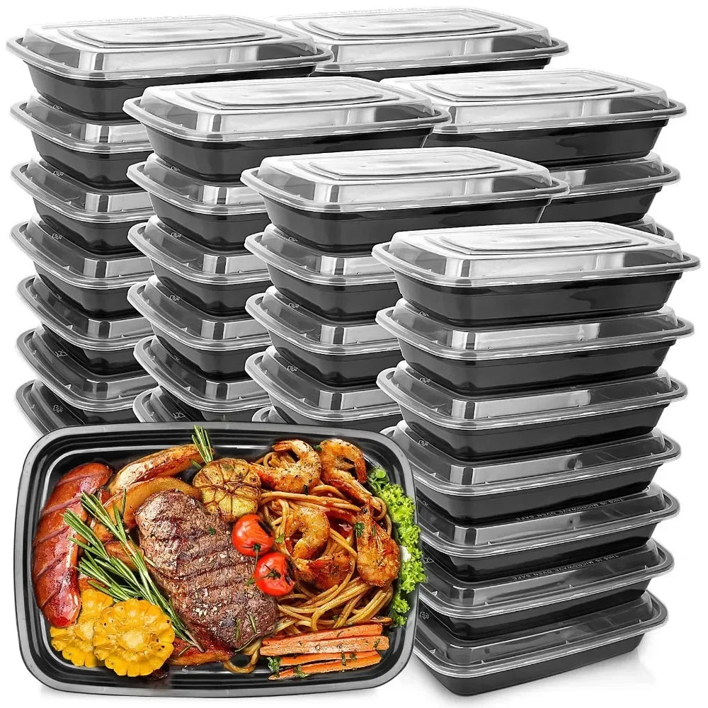 10-Pack Black Disposable Food Containers with Lids - Leak-Proof To-Go Containers for Salad, Sandwiches, Meal Prep & Fridge Storage