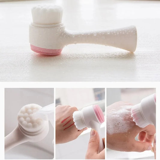 Double-Sided Silicone Face Brush – Soft Manual Exfoliator & Massage Cleanser for Glowing Skin