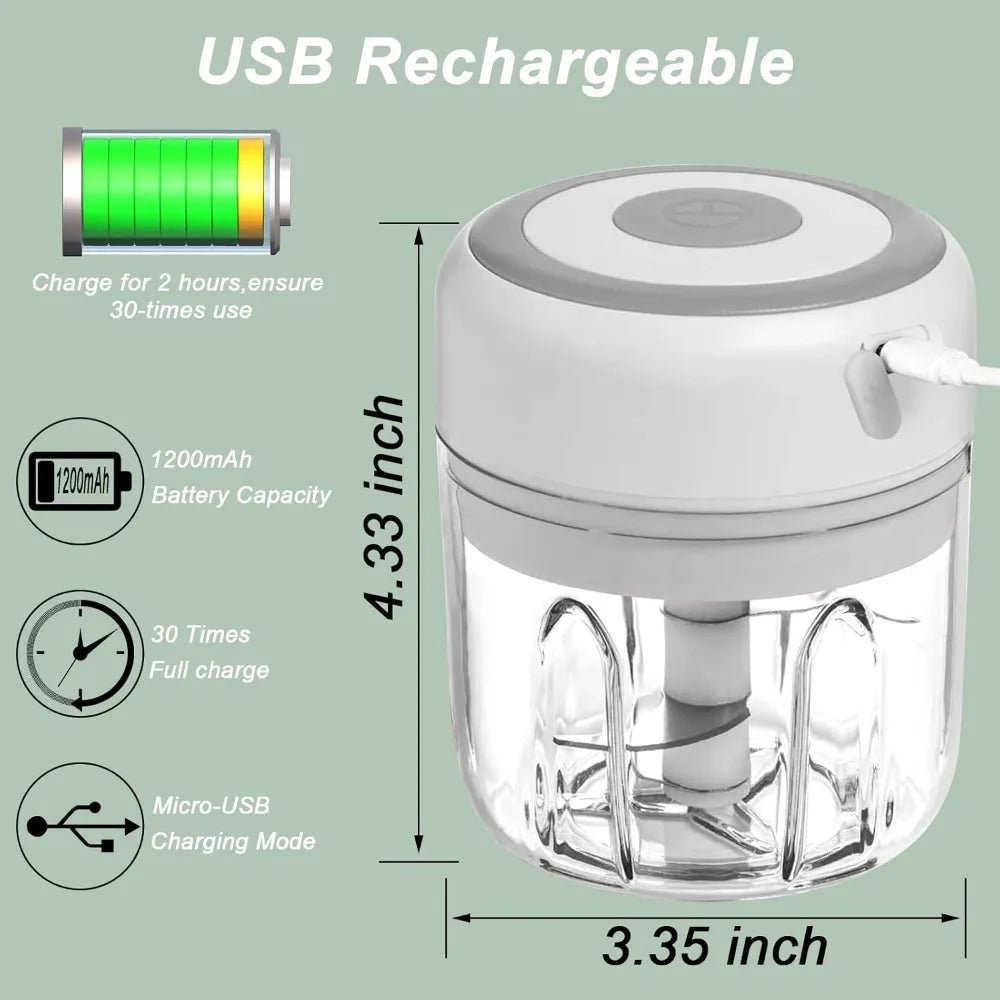 USB Rechargeable Electric Food Chopper – 250ML Mini Garlic & Onion Processorvvvv - Nordshop Hamburg