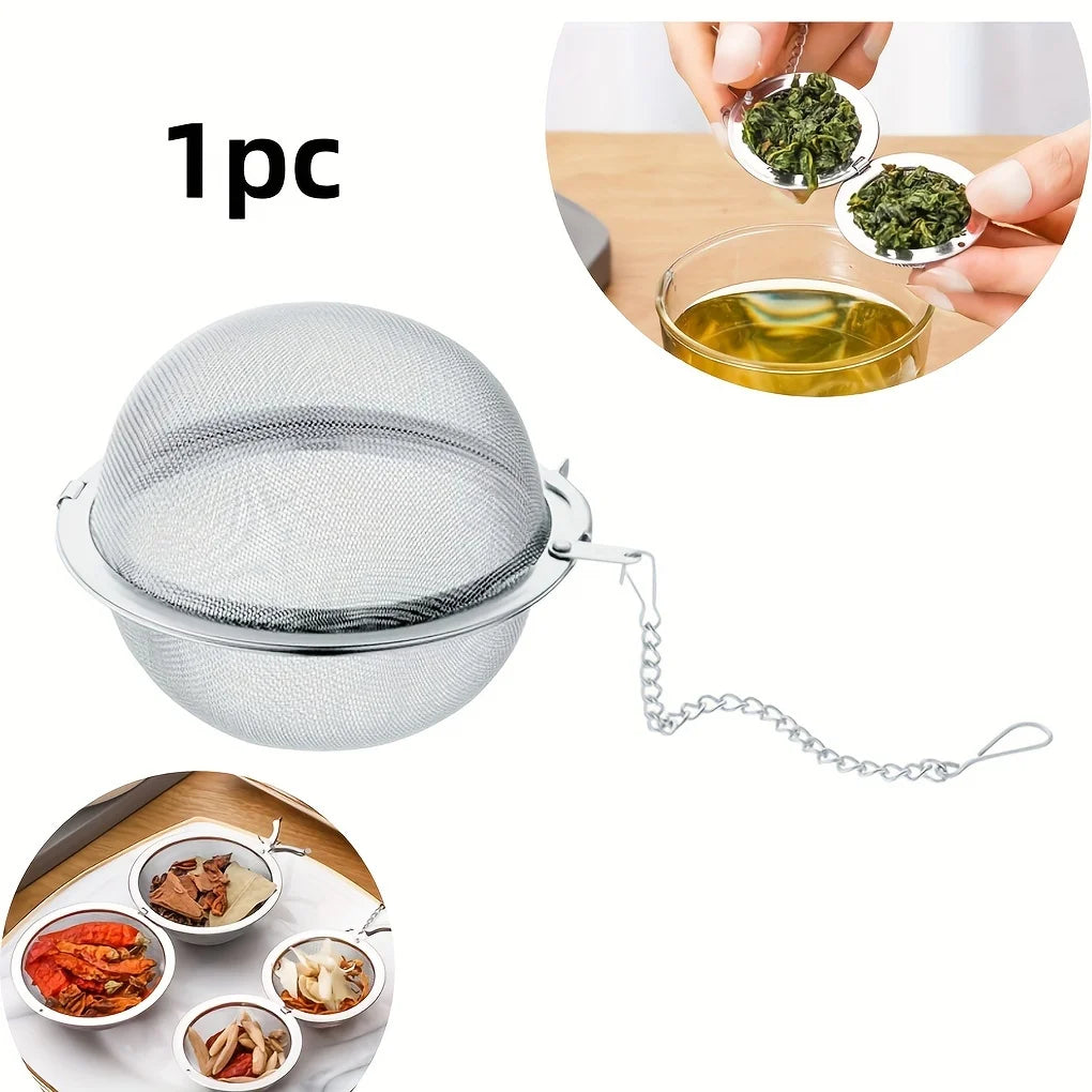 304 Stainless Steel Filter Ball – Versatile Infuser for Tea, Soup & Herbs with Chain Hook