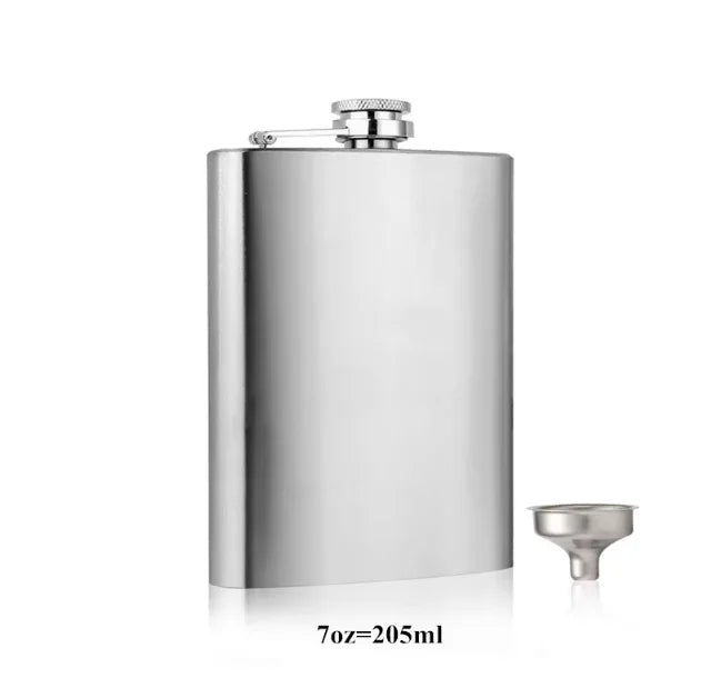 LMETJMA Stainless Steel Hip Flask Set - 4/7/10 oz with Funnel & Screw Cap for Whiskey