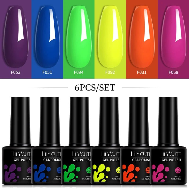 LILYCUTE DIY Nail Art Kit: 6Pcs Semi - Permanent Gel Polish Set – UV/LED Soak Off & Manicure Design - Nordshop Hamburg
