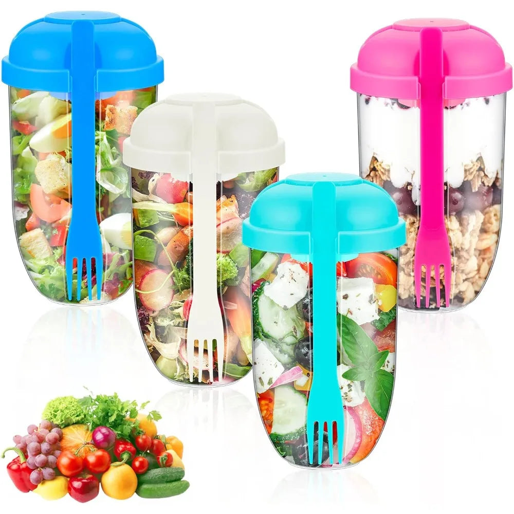 The Ultimate Toss & Go: 3-in-1 Salad Shaker Cup with Lid & Fork – Your On-the-Go Meal Prep Solution