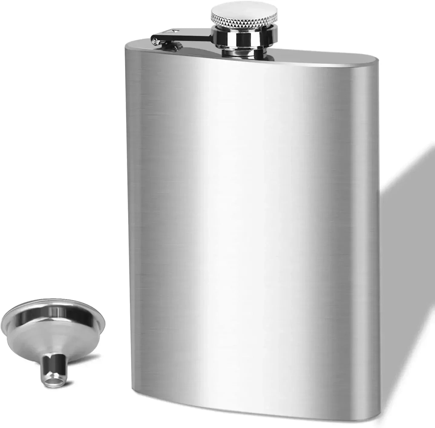 LMETJMA Stainless Steel Hip Flask Set - 4/7/10 oz with Funnel & Screw Cap for Whiskey