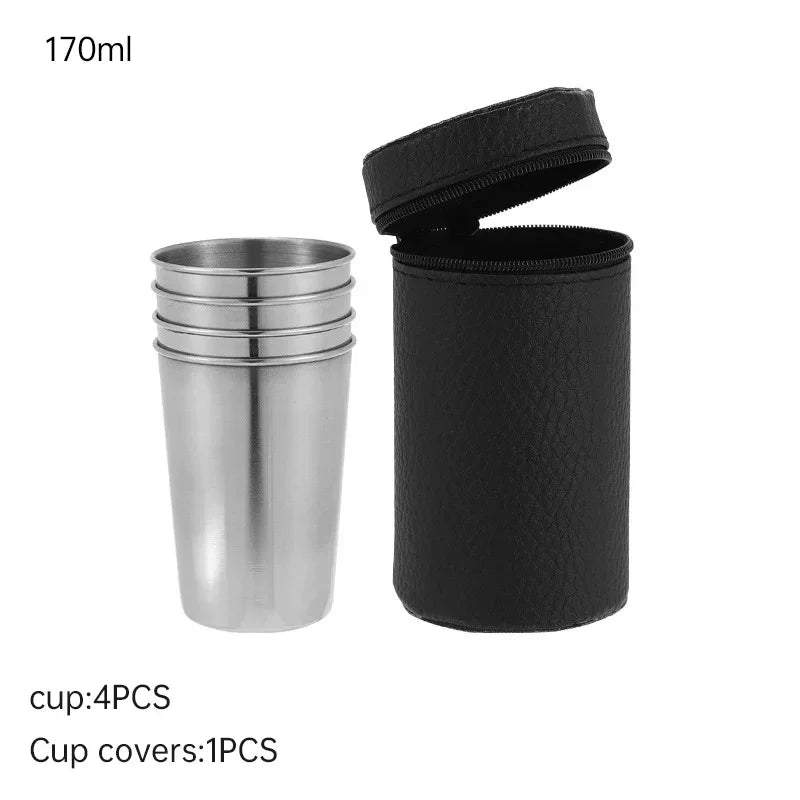 Pocket-Sized Pour: 30ml/70ml/170ml Stainless Steel Drinkware Set with Case – Perfect for Outdoor Adventures