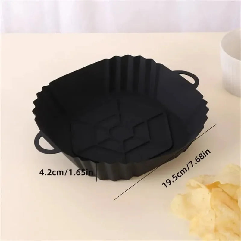 FlexiFry Square Pot – Silicone Air Fryer Tray with Handle, Reusable Baking Pan