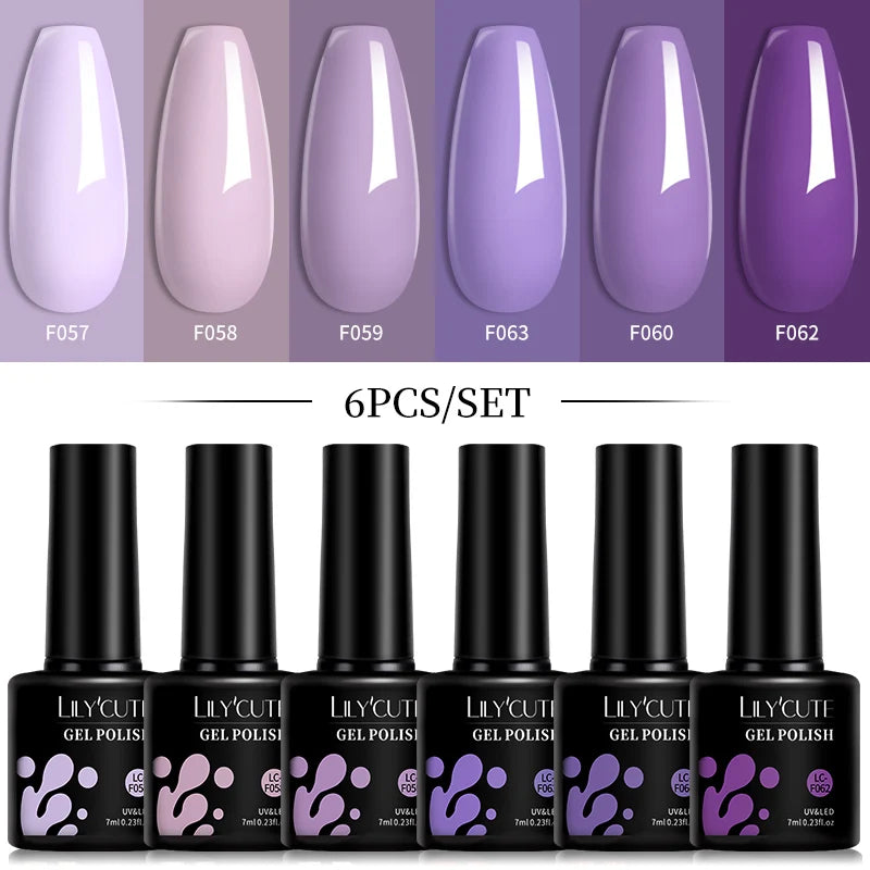 LILYCUTE DIY Nail Art Kit: 6Pcs Semi-Permanent Gel Polish Set – UV/LED Soak Off & Manicure Design