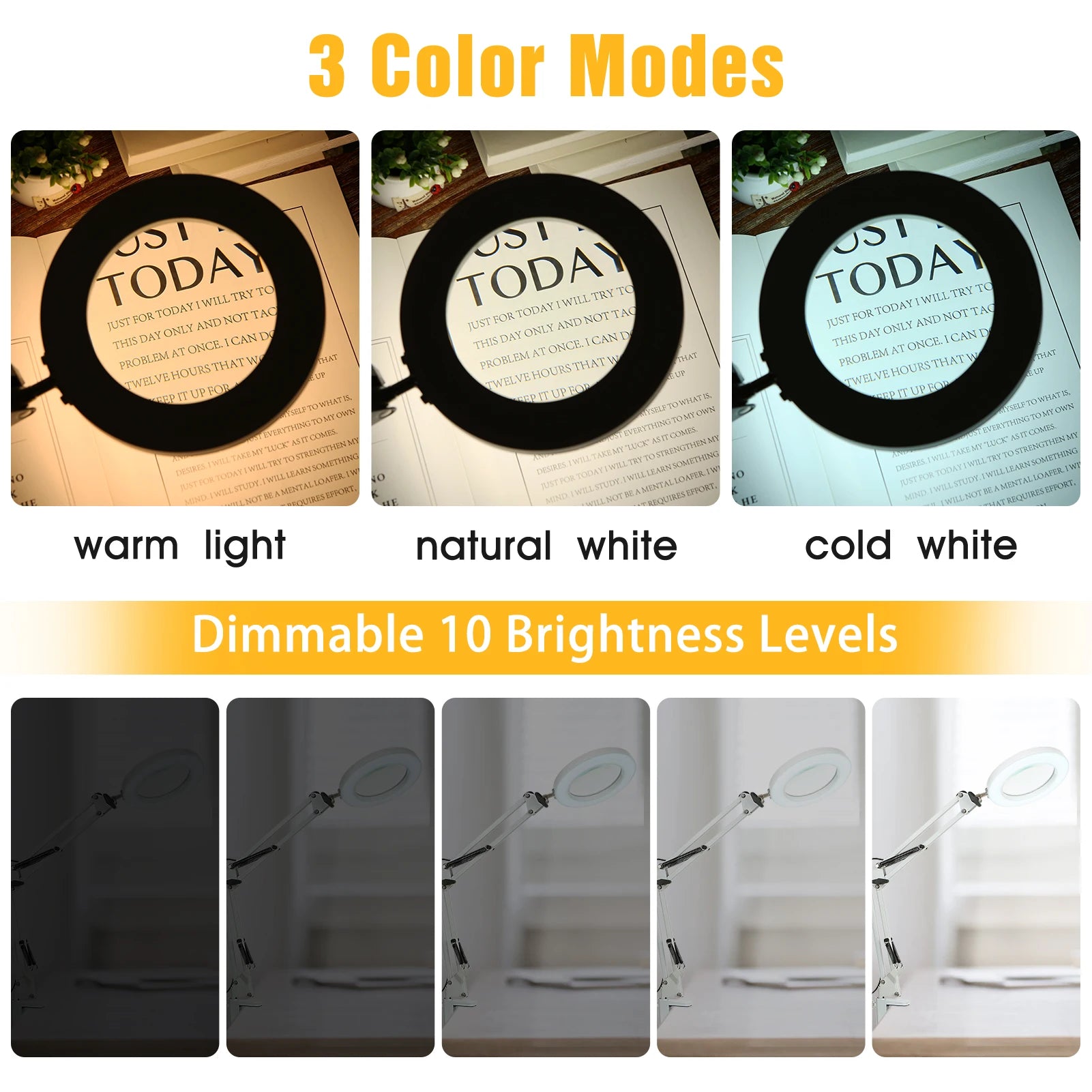 72LED Illuminated Magnifying Glass – 8X/10X USB Magnifier with 3 - Color Light for Repair, Beauty & Reading - Nordshop Hamburg