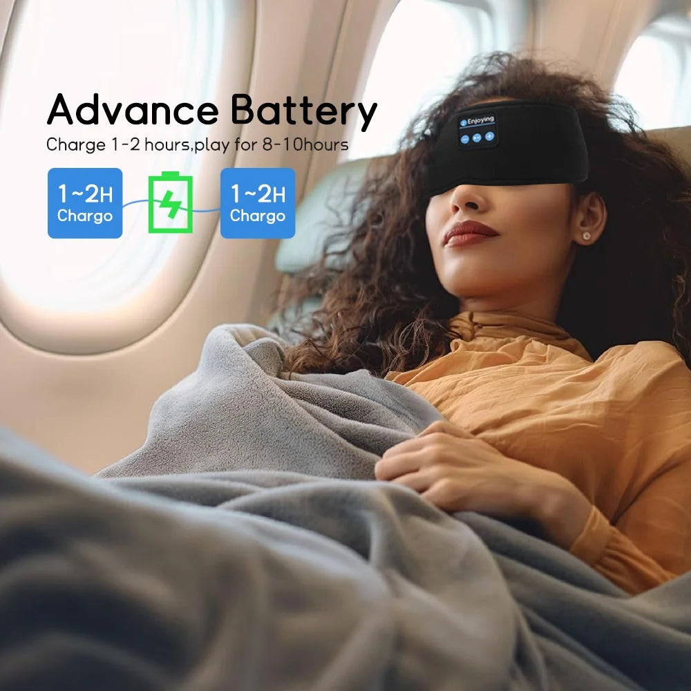 Wireless Bluetooth Sleep Headphones | Sports Headband with Built-In Earphones & Eye Mask