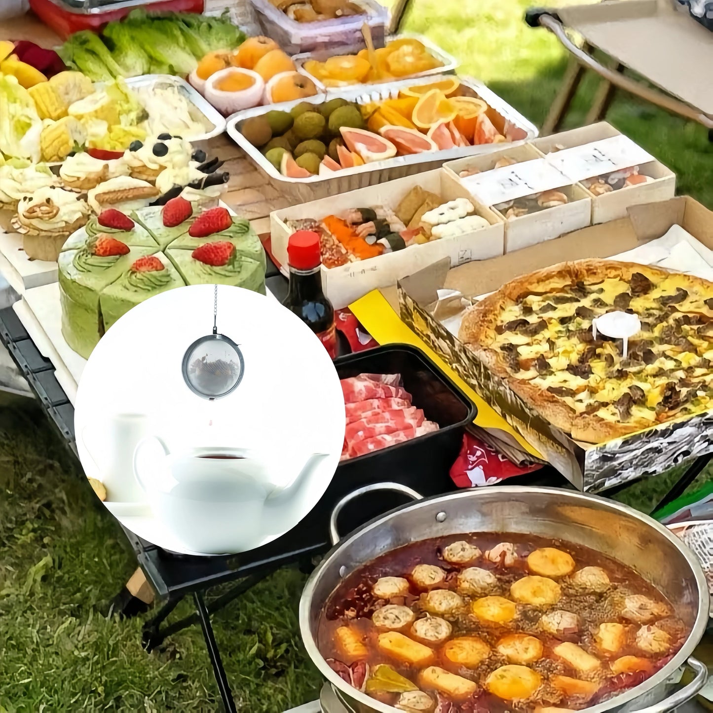 304 Stainless Steel Filter Ball – Versatile Infuser for Tea, Soup & Herbs with Chain Hook