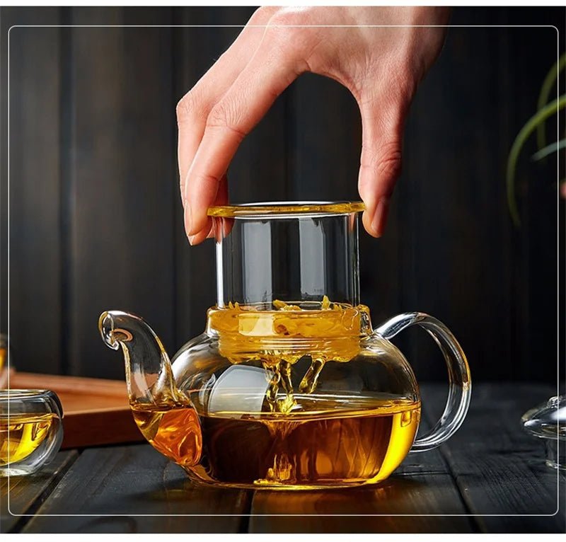 Bloom & Brew Teapot: 400ml/1000ml High Borosilicate Glass Teapot with Built - in Filter for Flower & Loose Tea - Nordshop Hamburg
