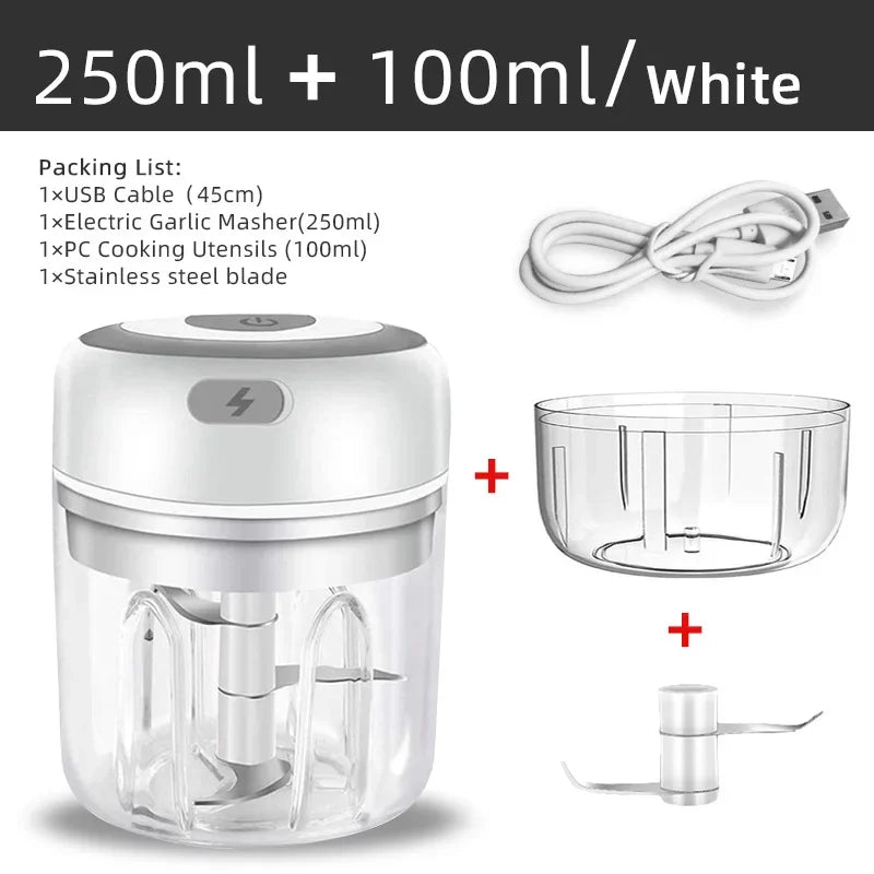 USB Rechargeable Electric Food Chopper – 250ML Mini Garlic & Onion Processorvvvv - Nordshop Hamburg