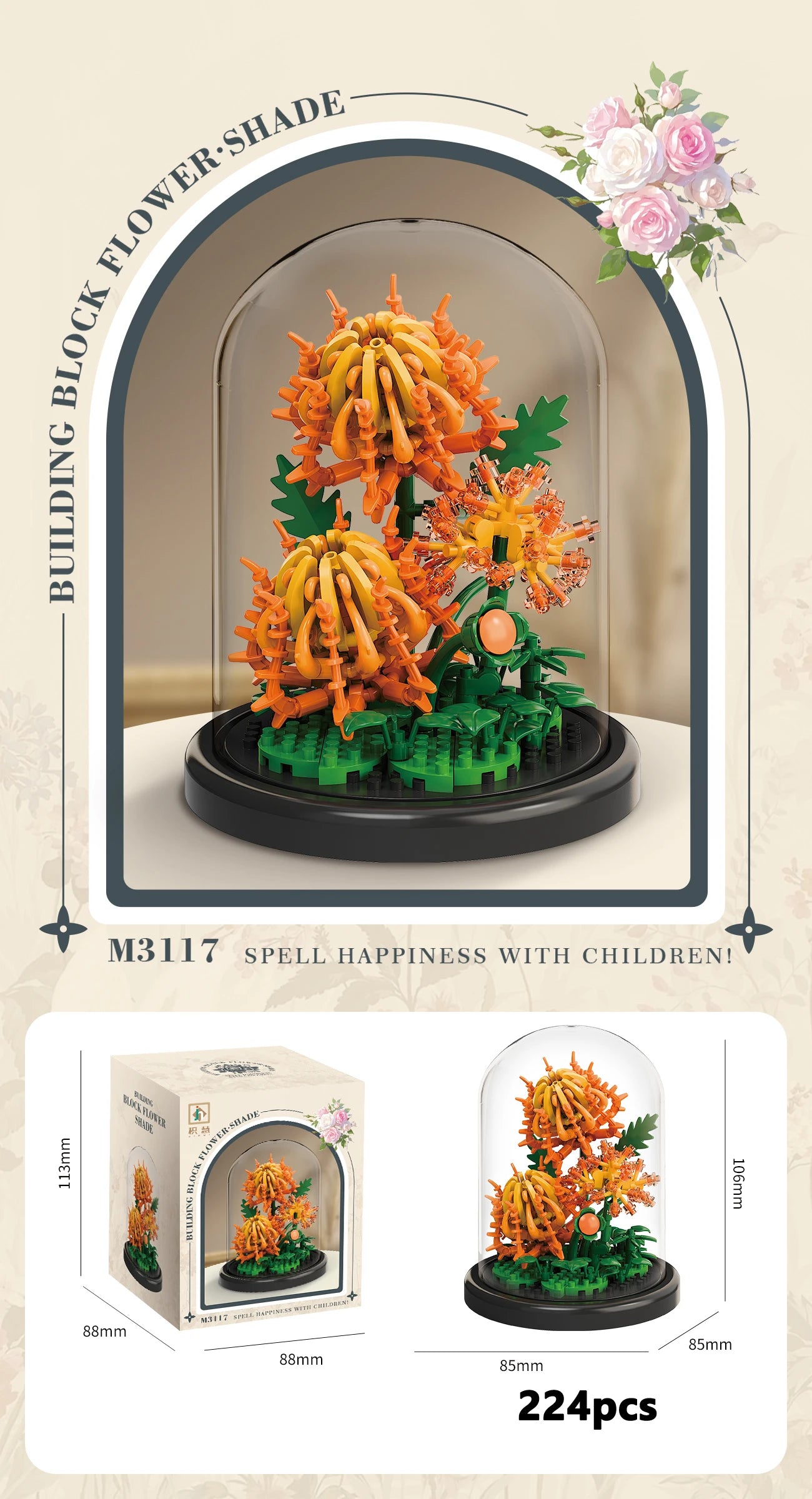 Eternal Flower Bouquet Micro-Building Blocks Set – DIY Bonsai Puzzle for Home Decor, Gift & Creative Play