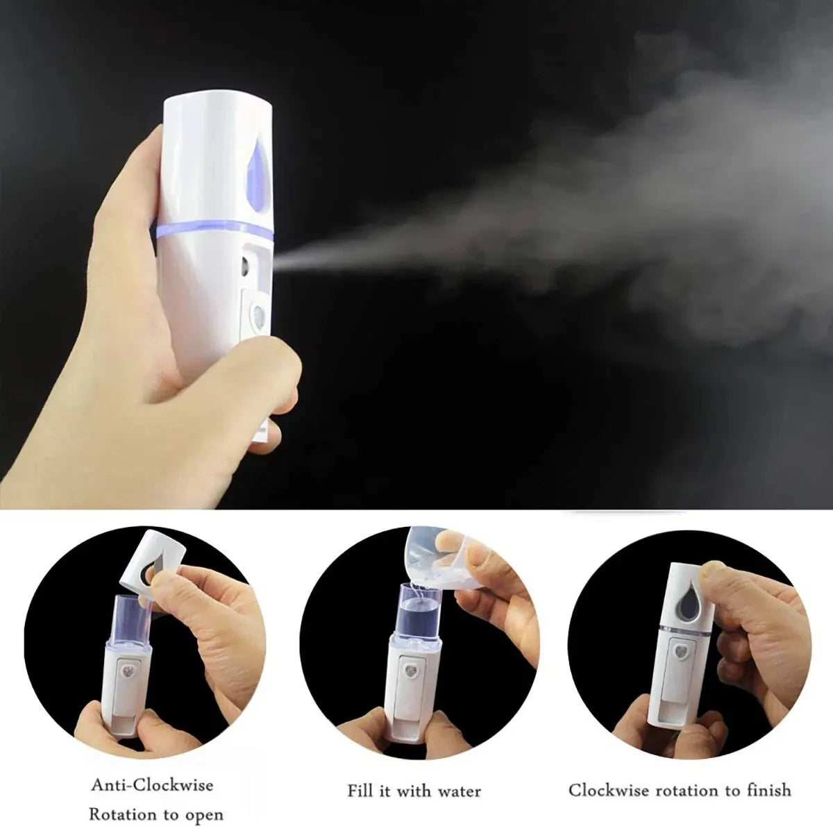 USB Portable Nano Facial Sprayer - Instant Hydration, Anywhere. 20ml Mini Humidifier for Face & Air.