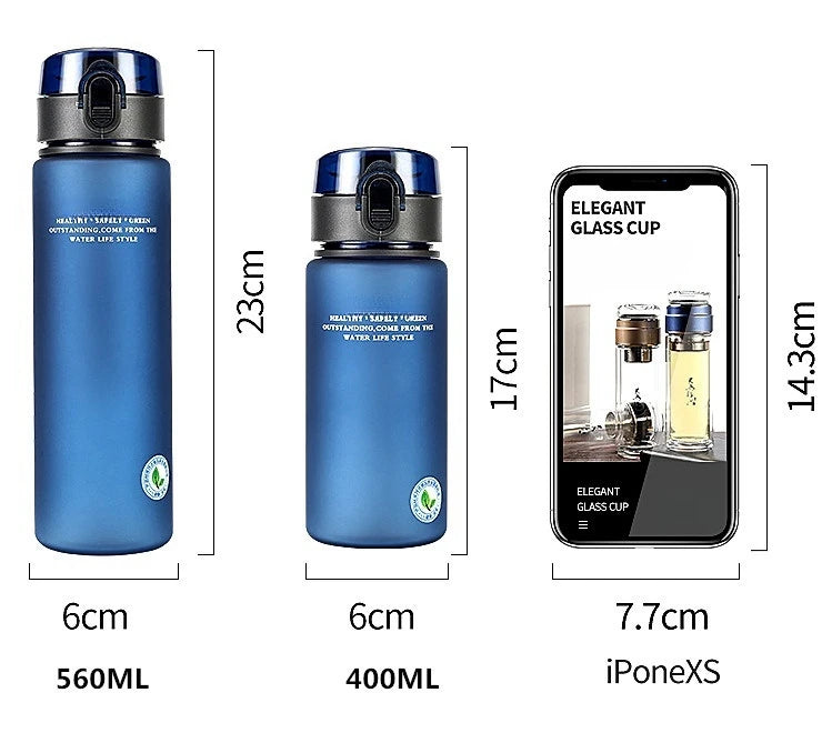 BPA-Free Sports Water Bottle - Leak-Proof, Portable for Hiking & Gym (400ml/560ml)"