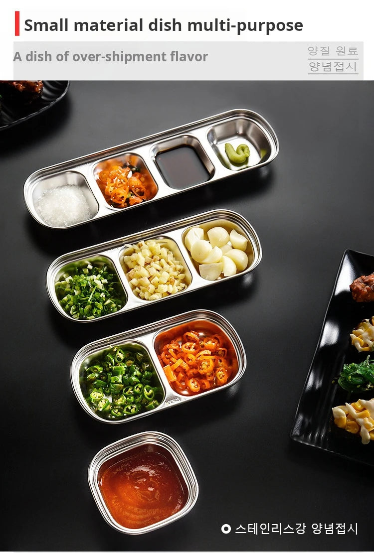 Symphony of Flavor: Stainless Steel 6-Compartment Dip & Condiment Tray for BBQ, Entertaining & Dining
