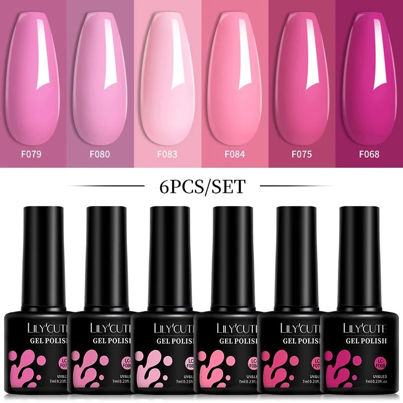 LILYCUTE DIY Nail Art Kit: 6Pcs Semi - Permanent Gel Polish Set – UV/LED Soak Off & Manicure Design - Nordshop Hamburg