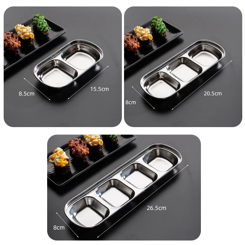 Symphony of Flavor: Stainless Steel 6-Compartment Dip & Condiment Tray for BBQ, Entertaining & Dining
