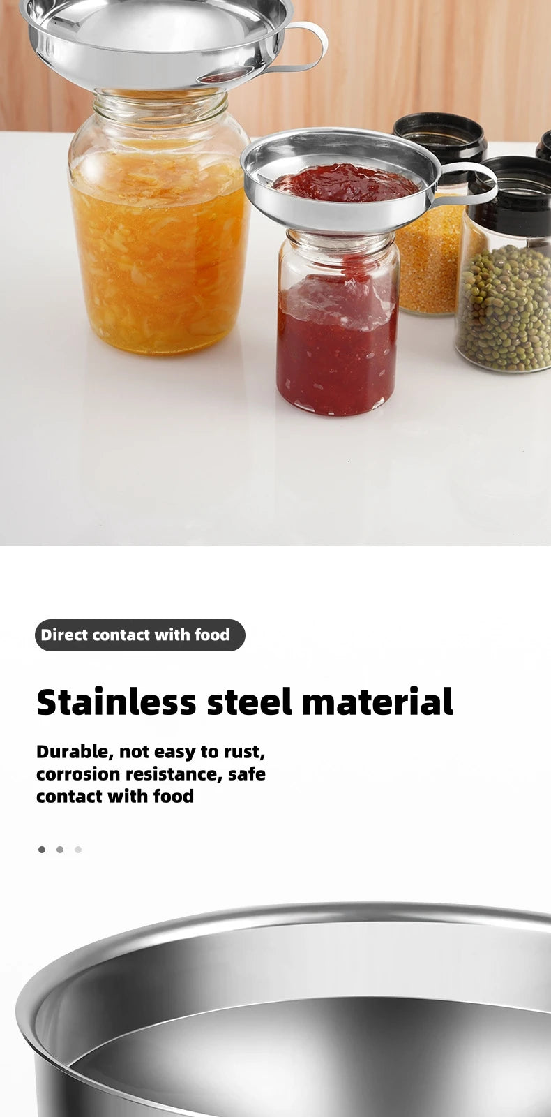 Wide Mouth Stainless Steel Funnel – Multipurpose Canning Funnel for Jars, Liquids & Spices