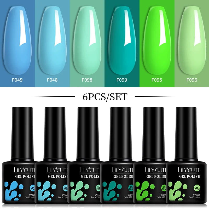 LILYCUTE DIY Nail Art Kit: 6Pcs Semi-Permanent Gel Polish Set – UV/LED Soak Off & Manicure Design