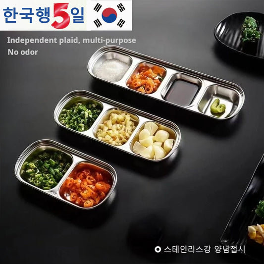 Symphony of Flavor: Stainless Steel 6-Compartment Dip & Condiment Tray for BBQ, Entertaining & Dining