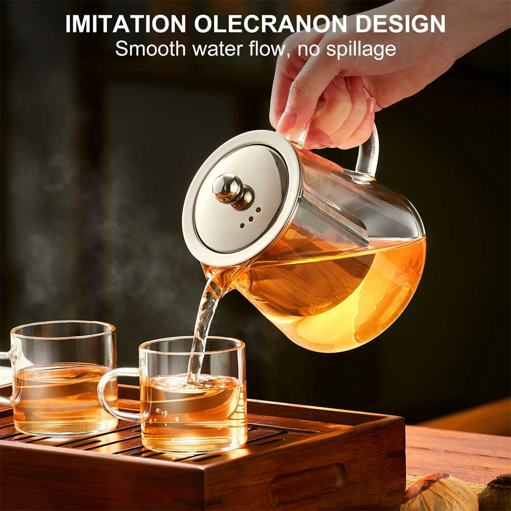 The Artisan's View: Clear Borosilicate Glass Teapot with Removable Stainless Steel Infuser