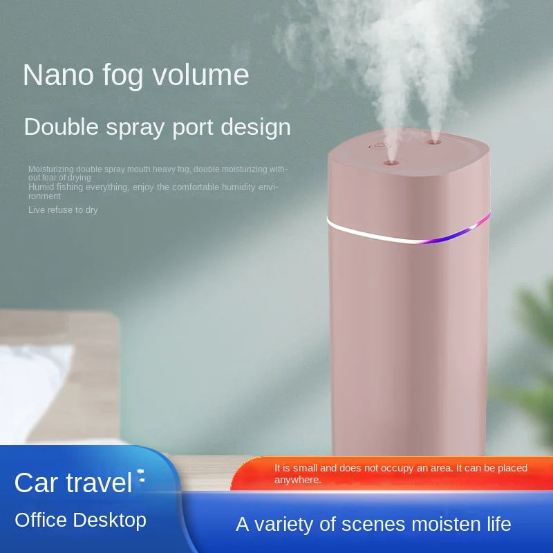 Dual-Nozzle USB Humidifier – 600ml/H Super Fine Mist for Car, Home & Office | Ultra-Quiet Personal MoisturizerDual-Nozzle USB Humidifier – 600ml/H Super Fine Mist for Car, Home & Office | Ultra-Quiet Personal Moisturizer