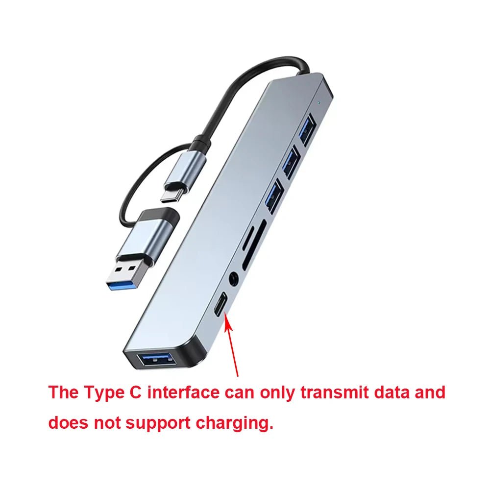 8 - in - 1 USB C Hub Adapter – SD/Micro SD Reader, 3.5mm Audio Jack, Multi - Port Docking Station for Laptop, Tablet & Phone - Nordshop Hamburg