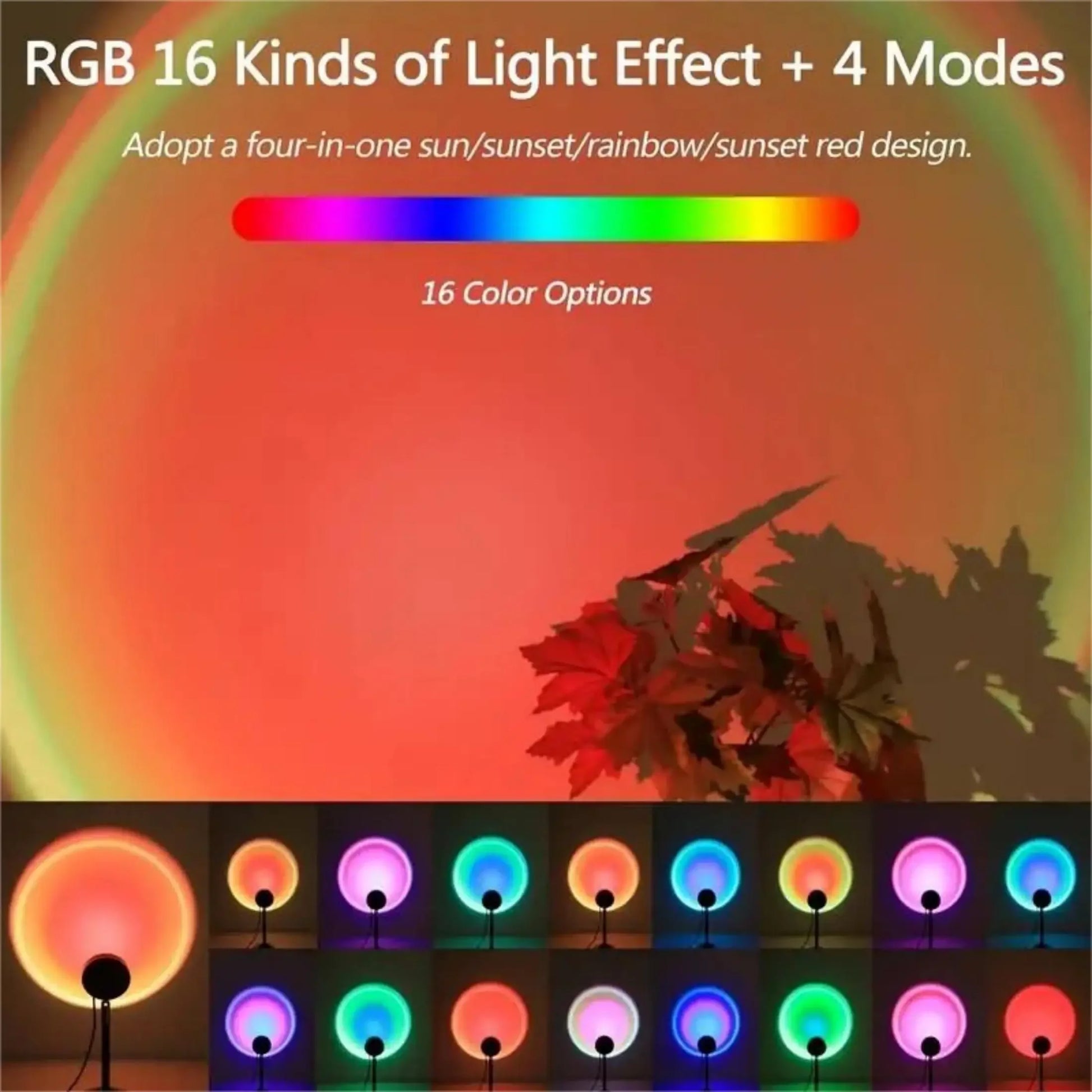 Sunset in Your Space: 16 - Color USB Projection Light with Remote – Dynamic Mood Lighting for Home & Decor - Nordshop Hamburg