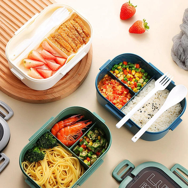 Dual-Layer Mega Bento Box - 1200ml Microwaveable Lunch Container for Kids & Adults