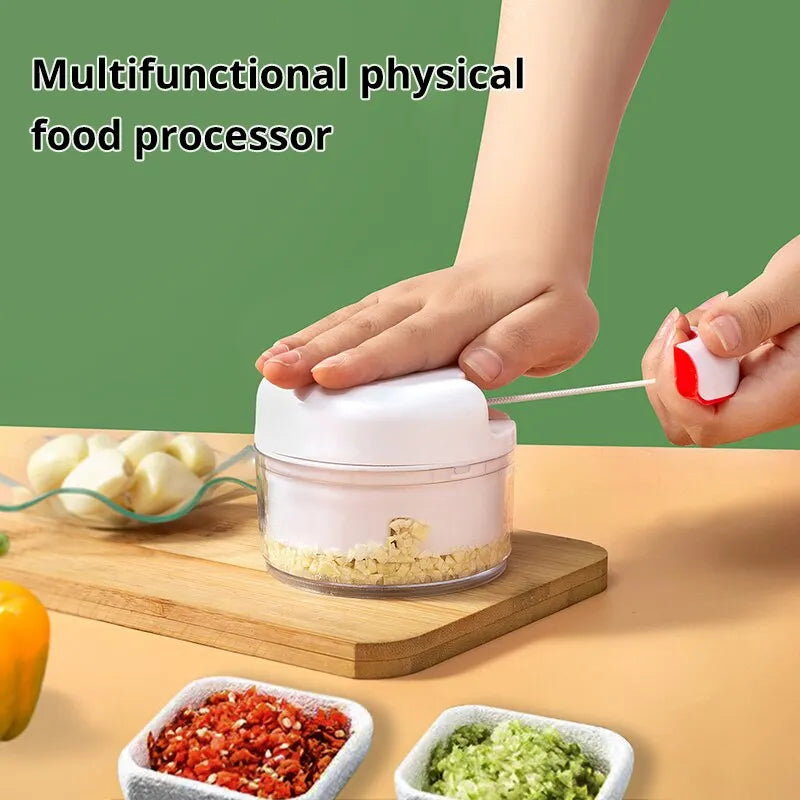 The Magic Pull: White Handheld Garlic Grinder – Minces & Grinds in One Simple Pull!