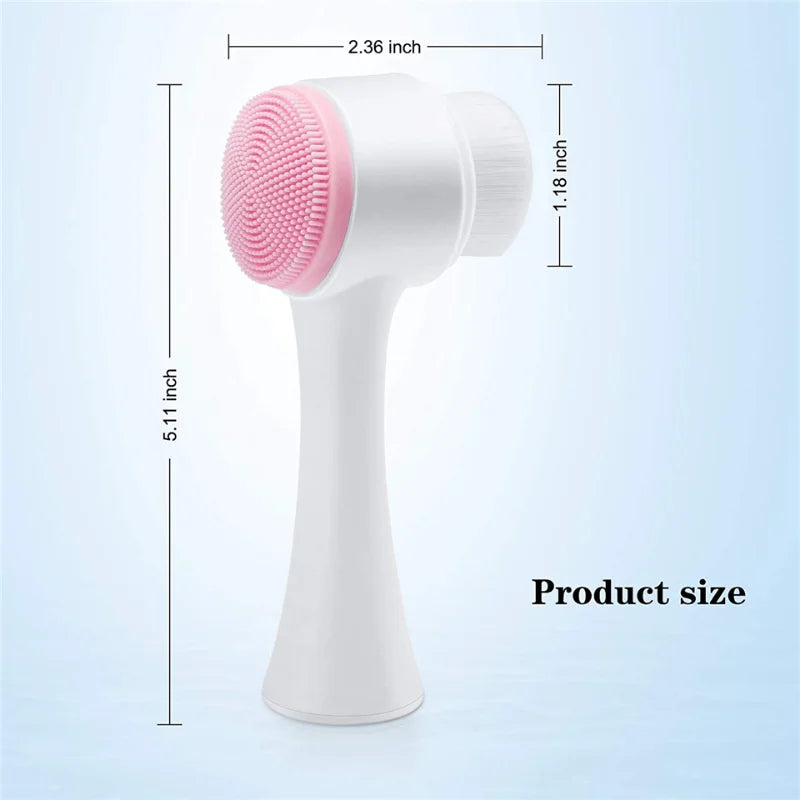 Double-Sided Silicone Face Brush – Soft Manual Exfoliator & Massage Cleanser for Glowing Skin