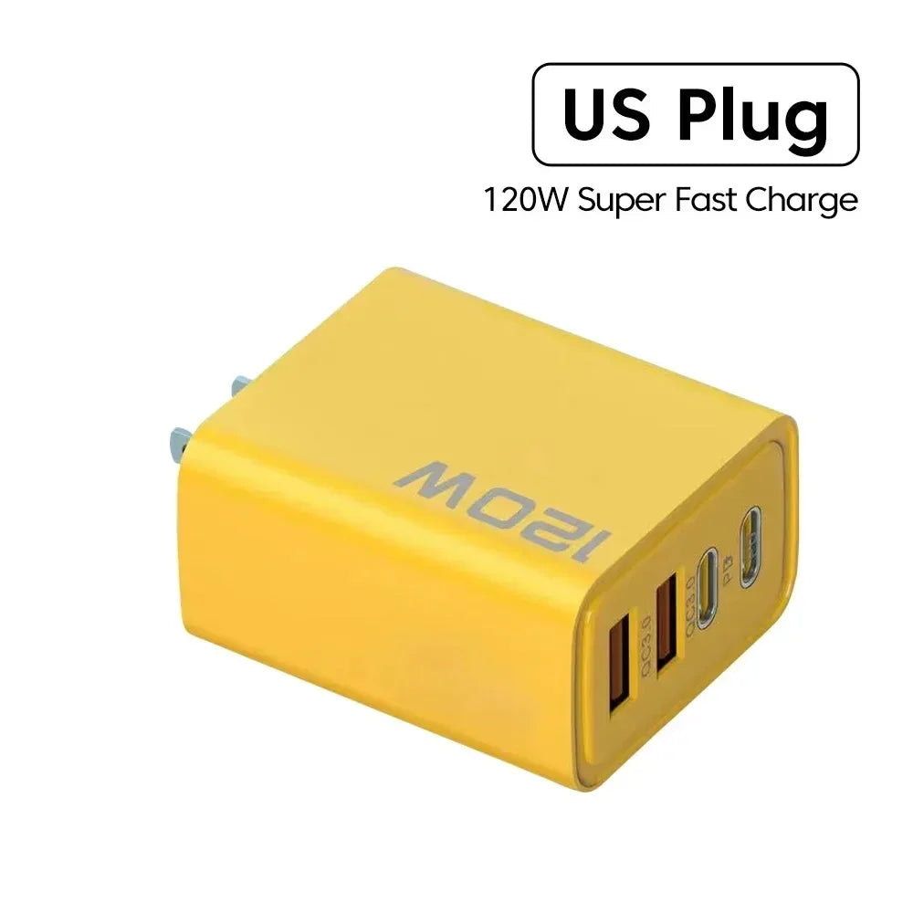 120W 4-Port Fast Charging Station – Quick Charge 3.0 & PD for iPhone 16, Samsung S24, Xiaomi 15 & More