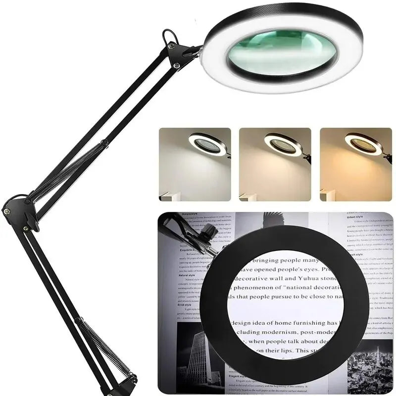 72LED Illuminated Magnifying Glass – 8X/10X USB Magnifier with 3-Color Light for Repair, Beauty & Reading