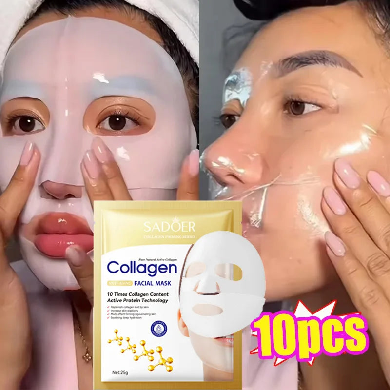 Korean Collagen Face Mask 10-Pack - Anti-Aging, Firming & Brightening