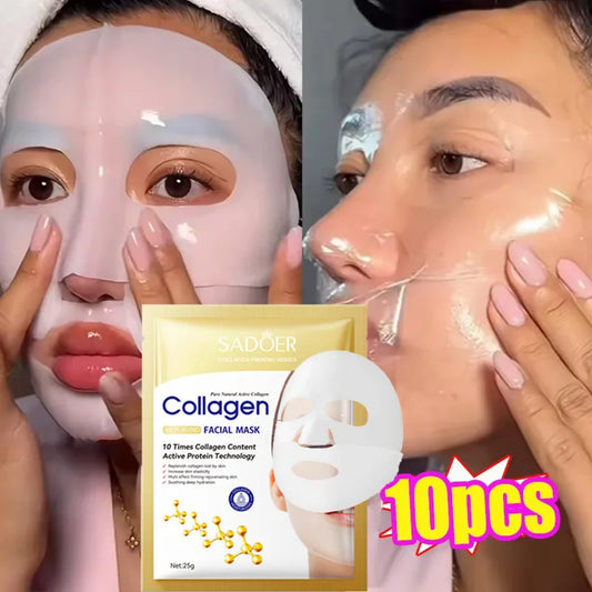 Korean Collagen Face Mask 10-Pack - Anti-Aging, Firming & Brightening