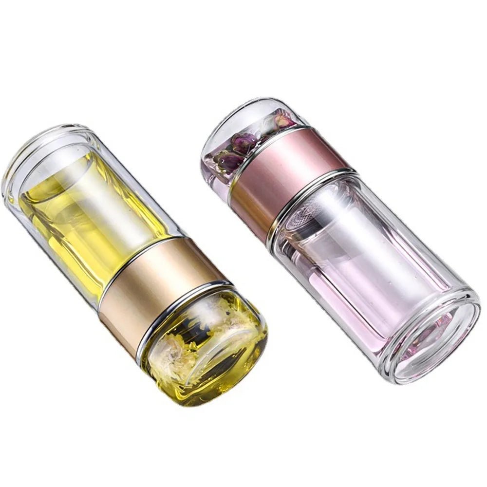 420ML Double - Wall Glass Tea Cup with Infuser - Easy Clean Travel Mug for Office & Outdoor - Nordshop Hamburg