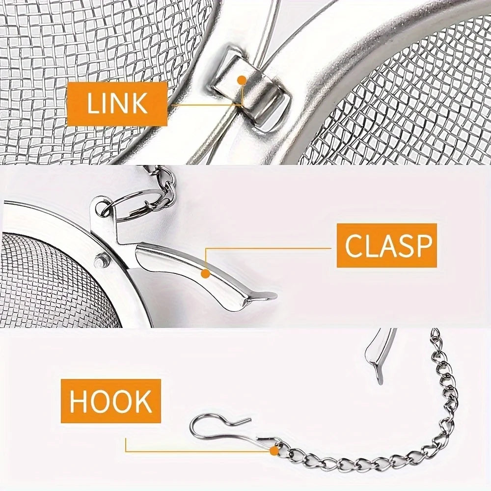 304 Stainless Steel Filter Ball – Versatile Infuser for Tea, Soup & Herbs with Chain Hook