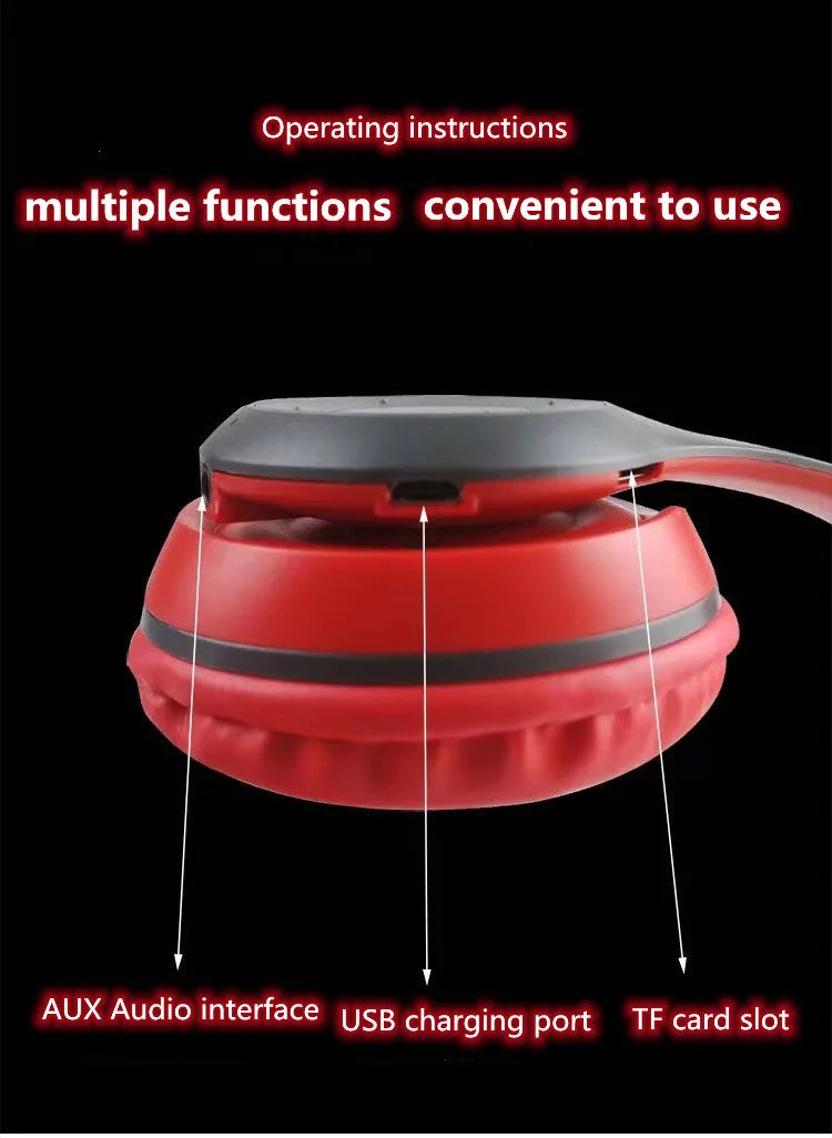 P47 Bluetooth 5.0 Foldable Headphones – Wireless HIFI Stereo Bass Earphone with Mic & USB Adapter