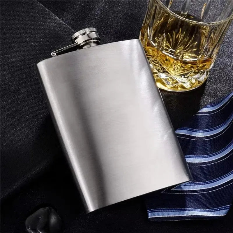 LMETJMA Stainless Steel Hip Flask Set - 4/7/10 oz with Funnel & Screw Cap for Whiskey
