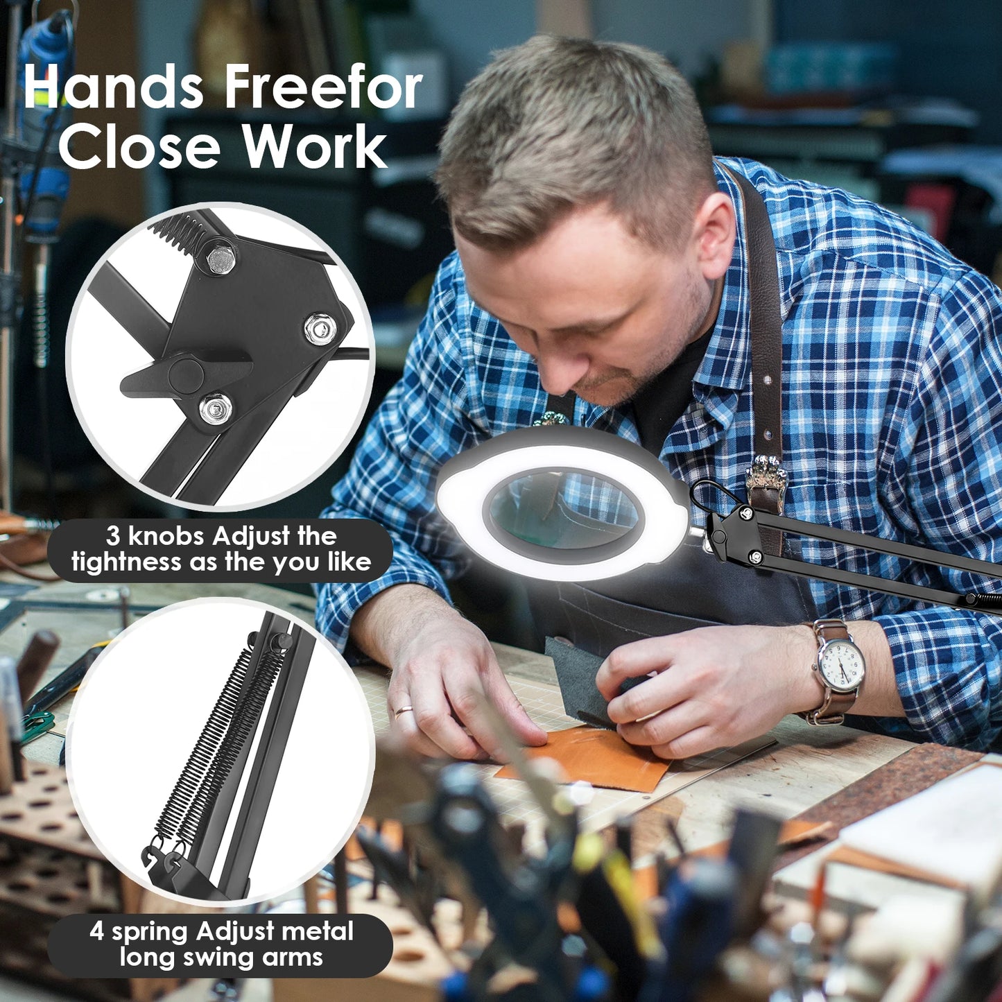 72LED Illuminated Magnifying Glass – 8X/10X USB Magnifier with 3 - Color Light for Repair, Beauty & Reading - Nordshop Hamburg