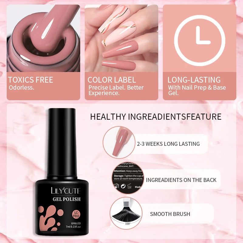 LILYCUTE DIY Nail Art Kit: 6Pcs Semi-Permanent Gel Polish Set – UV/LED Soak Off & Manicure Design